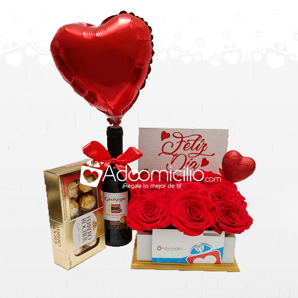 Cofre San Valentin de amor con Chocolate y Vino A Domicilio En Cali 