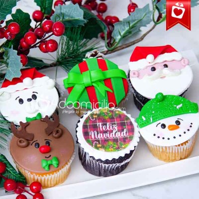 Cupcakes Navideños Por 6 Unidades a Domicilio en Medellín Pedido Con 1 Dia De Anticipado