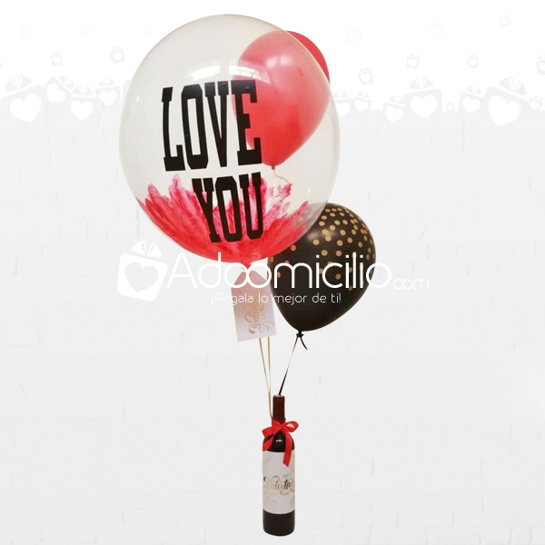 Regalo Dia de la Mujer Globos y Vino de Amor A Domicilio En Medellin