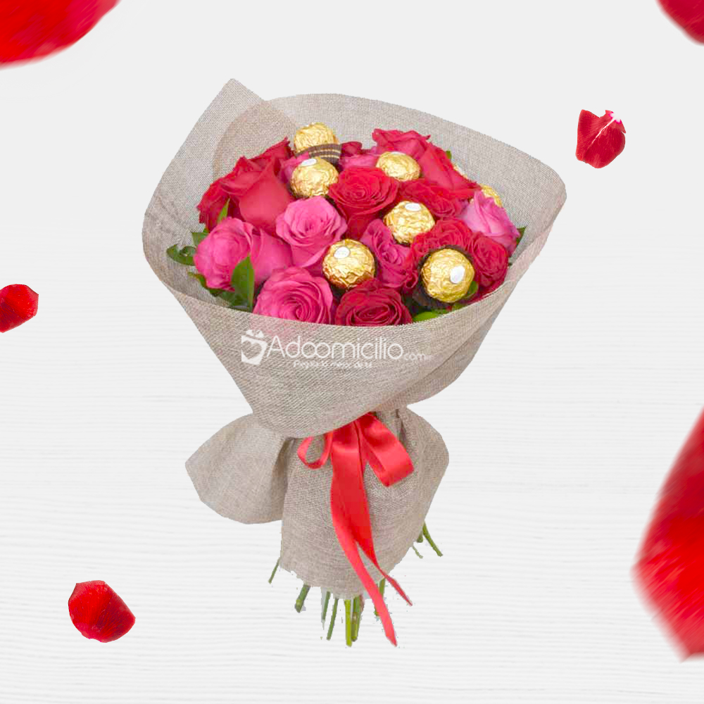 Boquet De Rosas Con Chocolates Para San Valentín A Domicilio En Medellín 