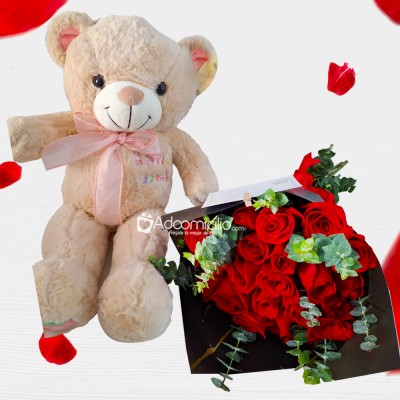 Rosas Y Peluche Para San Valentín A Domicilio En Medellín Pedido Con Un Día De Anticipación 