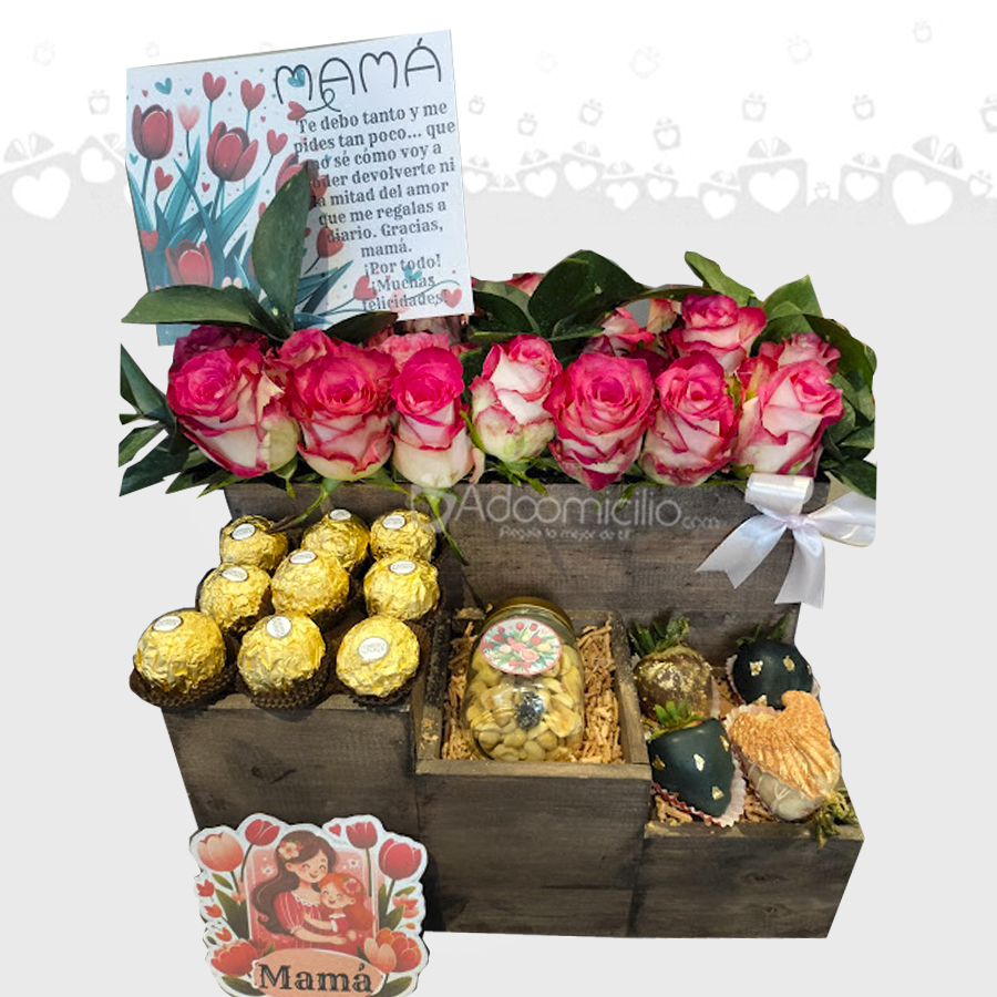 Regalo Para Mamá Con Rosas Y Chocolates A Domicilio En Bogotá Pedido Con Un Día De Anticipación 