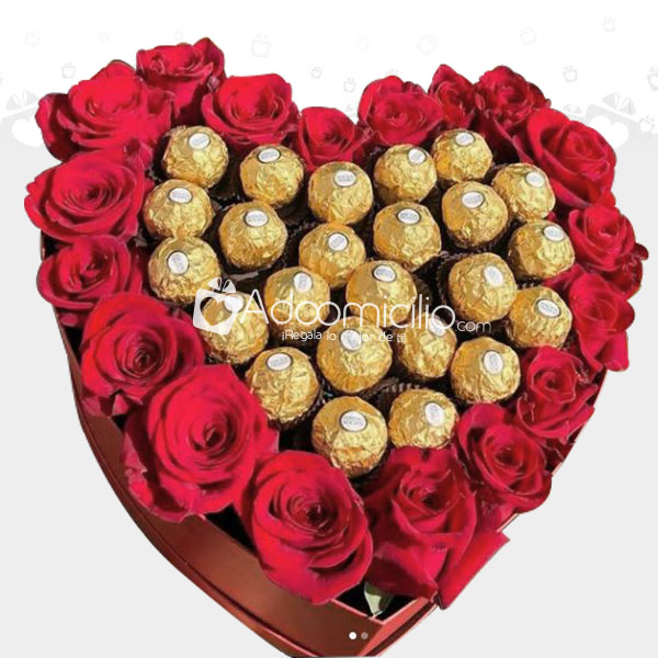 Corazón De Rosas y Chocolates Ferrero Rocher Regalos en Villavicencio a Domicilio Pedido con Un Dia de Anticipado