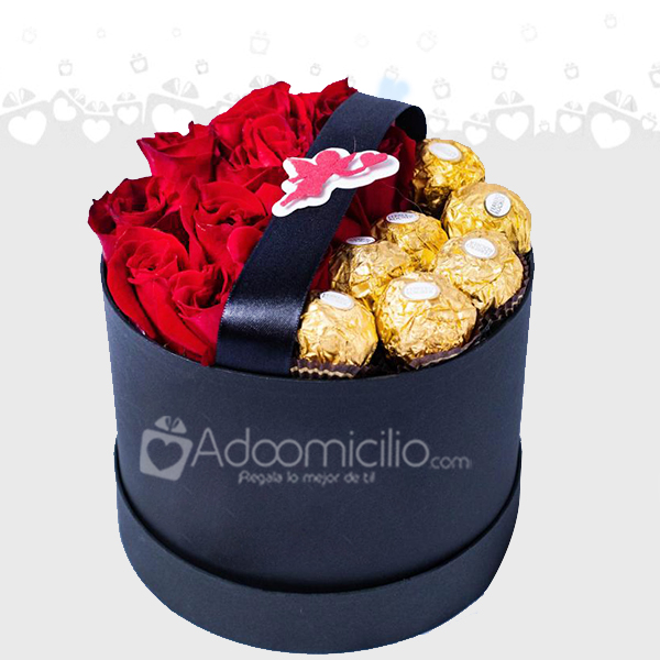 Cilindro de rosas y chocolate Regalo de san Valentín en Medellín