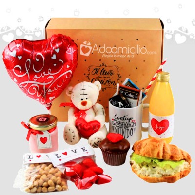 Desayuno Sorpresa Caja San Valentín a Domicilio Bogotá Pedido Con Un Dia De Anticipación