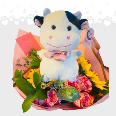 Ramo Floral Con Peluche Para Mamá A Domicilio En Bogotá Pedido Con Un Día De Anticipación 